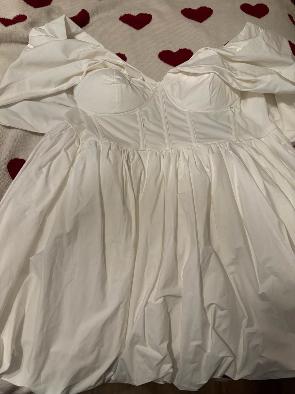 Fashion Nova Ivory Puff-Sleeve Corset Babydoll